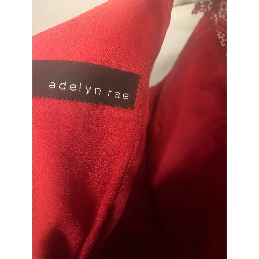 Adelyn Rae Red Lace Dress Small Sleeveless Fit Flare Keyhole Back - Picture 7 of 8